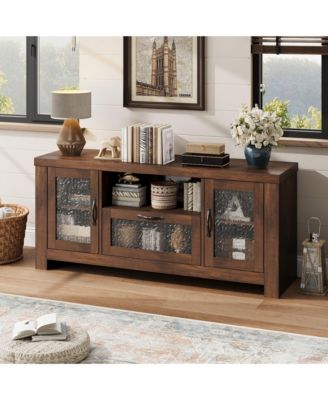 TV Stand for 55+ Inch TV, Entertainment Center with Acrylic Door Storage Cabinet & Adjustable Shelve