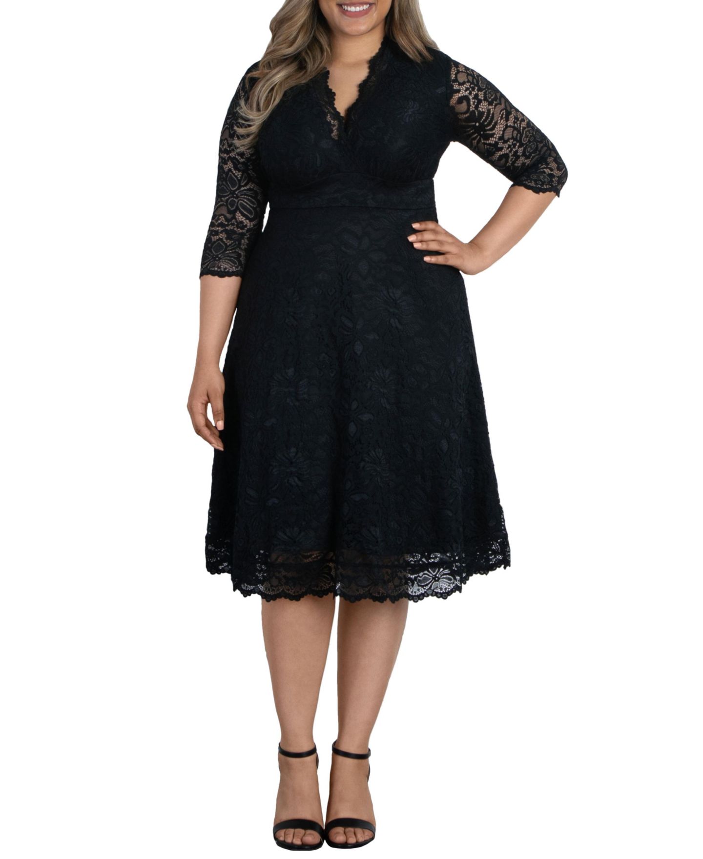 Женское платье Kiyonna Plus Size Mademoiselle Lace Cocktail with Sleeves, цвет: Ягодный — фото 1