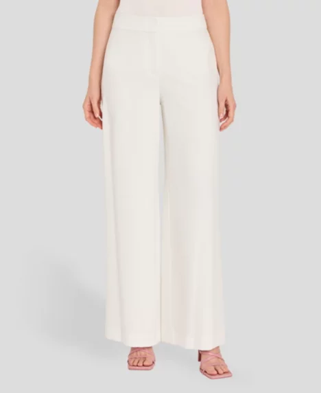 Petite Wide-Leg Mid-Rise Pants - Ivory