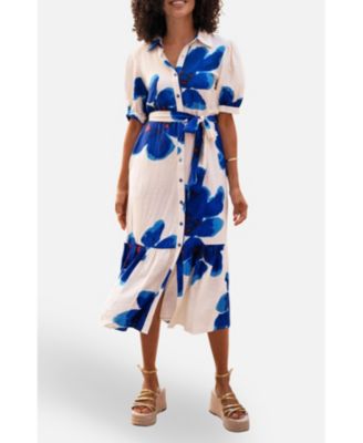 Women's Scattered Floral Shirt Dress