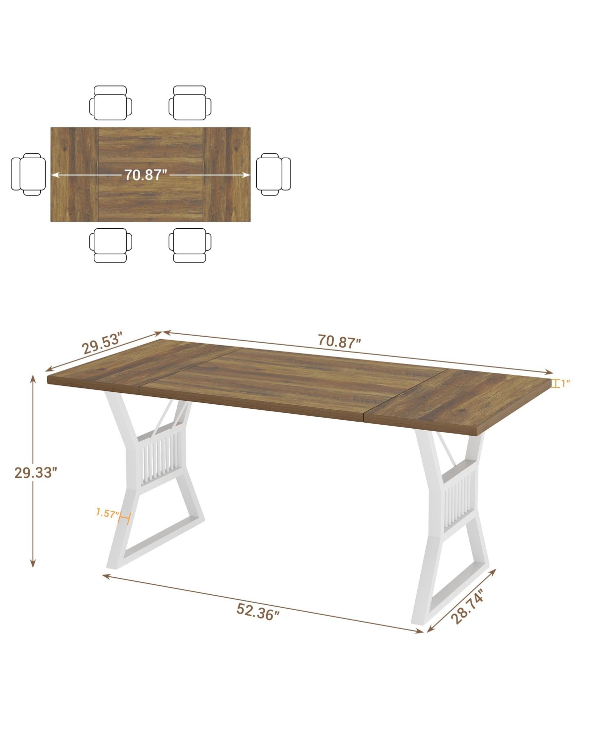 gaomon Dining Table 4-6 Person, Farmhouse Kitchen Table with Heavy Duty Metal Legs
