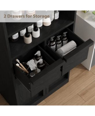 Tall Freestanding Bathroom Cabinet, 51" H, Doors & 2 Drawers, Organizer for Bathroom, Living Room, Kitchen & Pantry