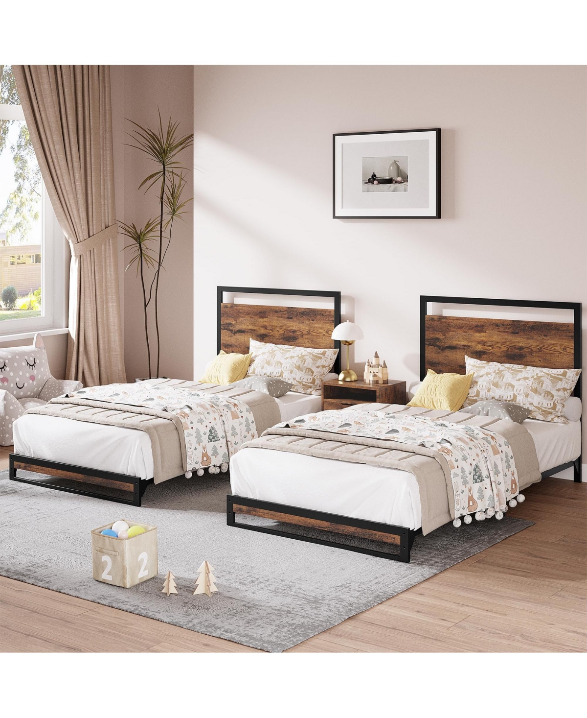 gaomon Bed Frame with Wood Headboard and Footboard, with Under Bed Storage