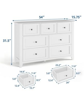 Modern 7 Drawer Dresser for Bedroom,Dressers with Large Storage,Handleless Chest of Drawers TV Stand