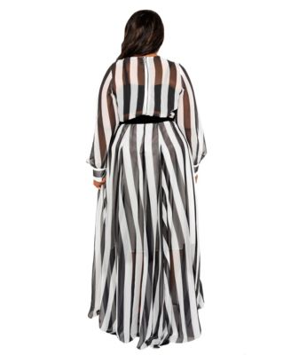 Plus Size Stripe Surplice Maxi Dress