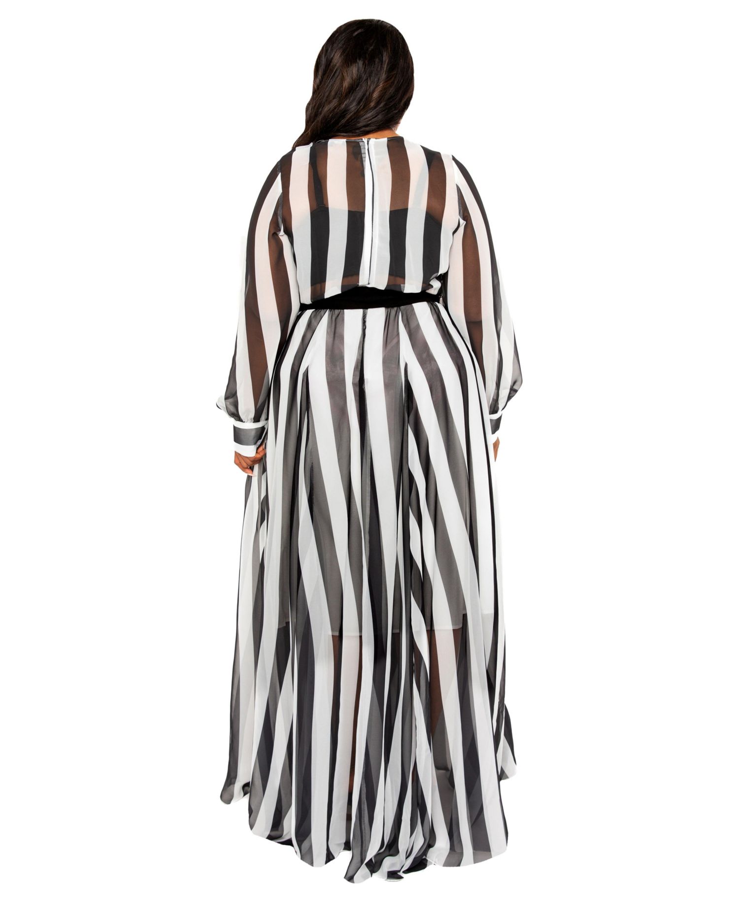Plus Size Stripe Surplice Maxi Dress