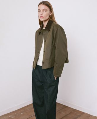 Women's Contrasting Collar Denim Barn Jacket