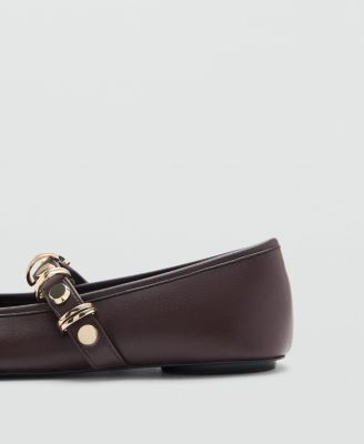 Women's Metallic Strap Details Ballet Flats