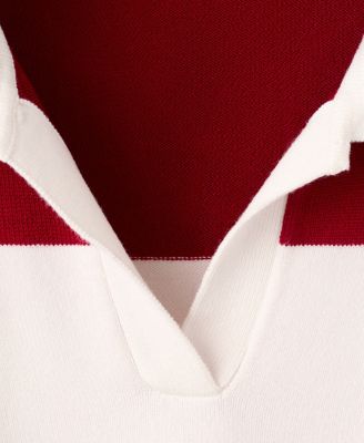 Women's Striped Polo-Neck Sweater