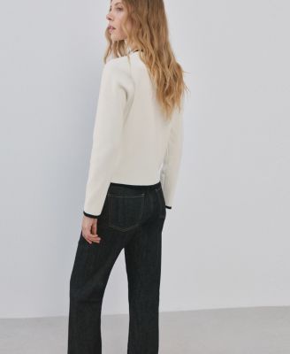 Women's Contrasting Ribbed Cardigan Sweater