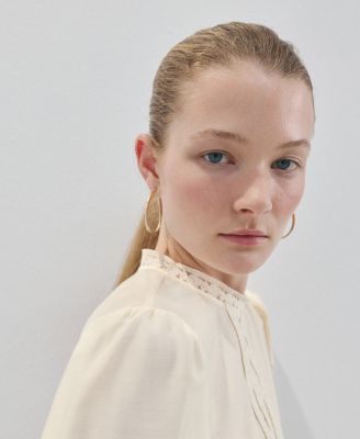 Women's Floral Embroidery Cotton Blouse