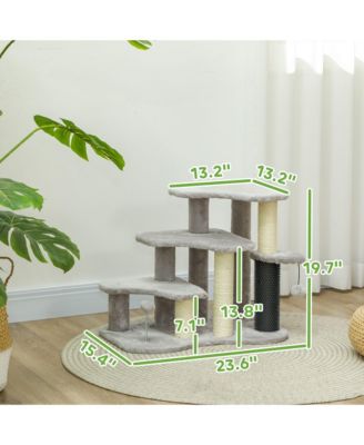 2-in-1 Cat Tree & Pet Stairs with Scratching Posts & Toy Balls, for High Beds & Couches