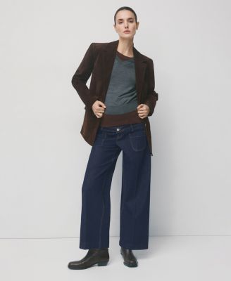 Women's Pockets Wide Leg Maternity Jeans