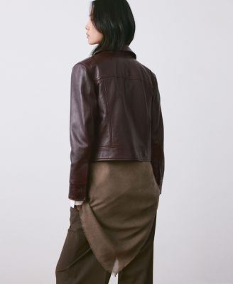 Women's Buttoned Leather Jacket