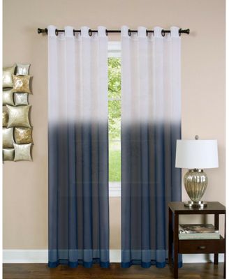 Tropical Living Semi Matte Sheer Ombre Chic Grommet Top Window Curtains - 52 in. W x 84 in. L