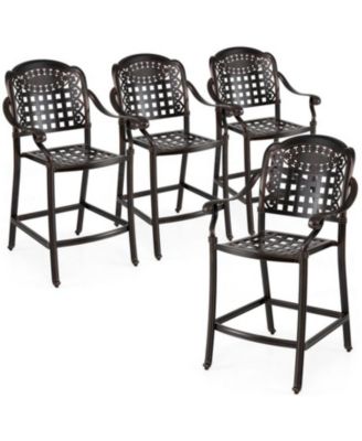 Outdoor Bar Stools Set of 4, Counter Height Aluminum