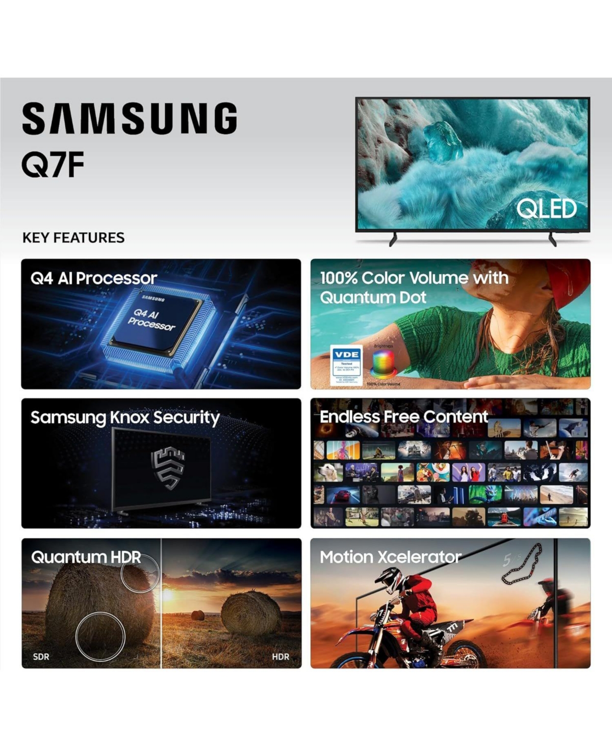 Samsung QN50Q7FAAFXZA 50 Inch Qled Q7F 4K Vision Ai Smart Tv with a 2 Year Amber Protection Plan (2025)