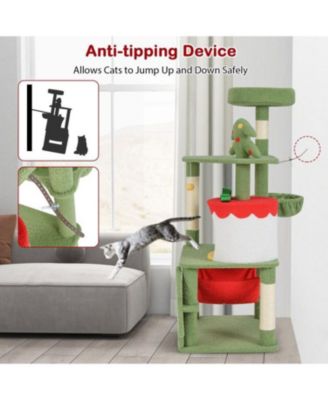 Christmas Cat Tree with Sisal Scratching Posts & Gift Box Condo, Holiday Pet Furniture