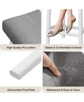 Counter Height Bar Stools Set of 2, PU Leather Barstools with Heavy Duty Metal Legs