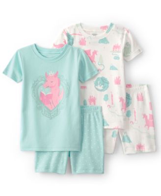 Boys' Toddler 2T-5T Short-Sleeve T-Shirt and Snug-Fit Pants, 4-Piece Pajama Set