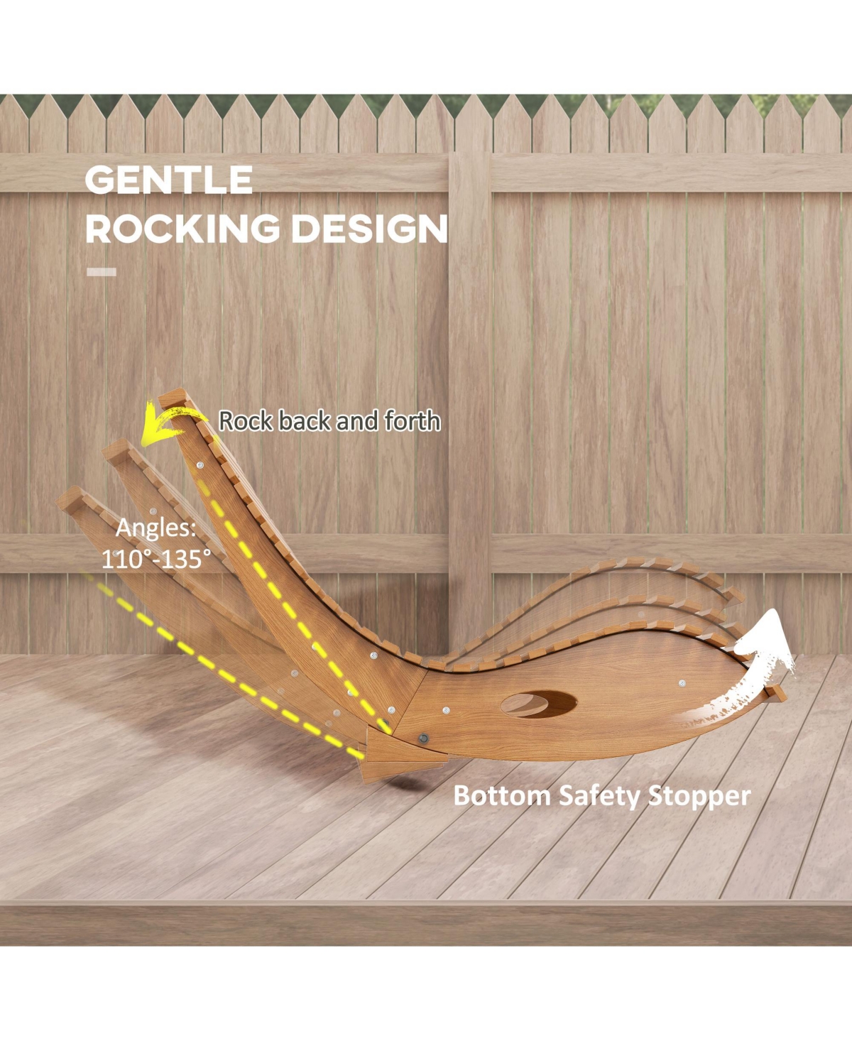 Outsunny Outdoor Rocking Chair w/ Slatted Seat, Wooden Rocking Chair,