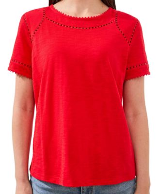 Women's Lace Detail Short-Sleeve Top
