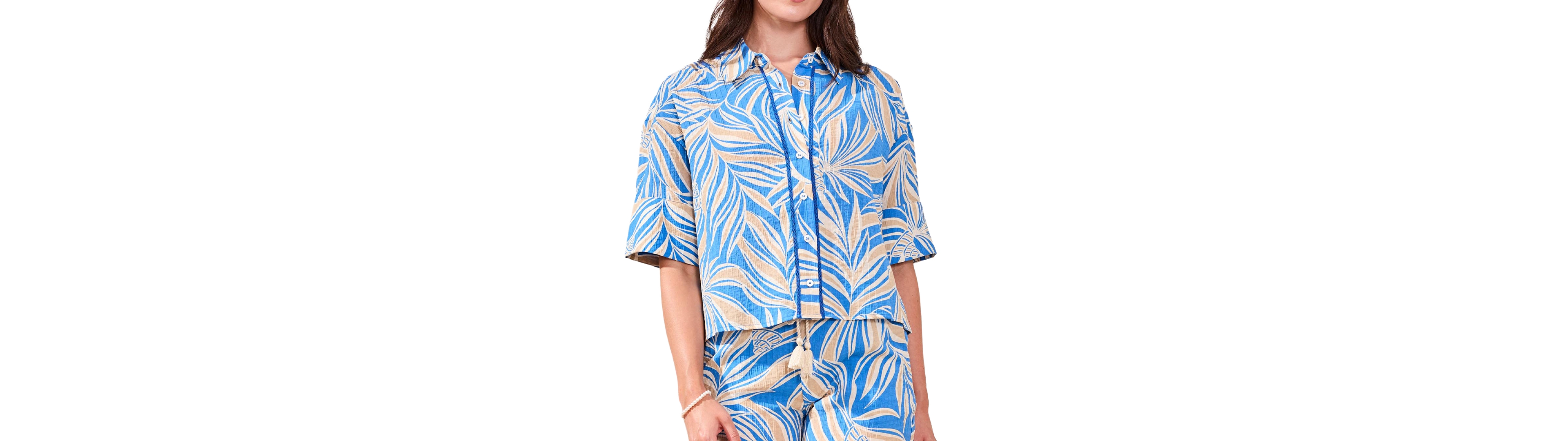 Tribal Women's Printed Loop-Stitch Button Camp Shirt