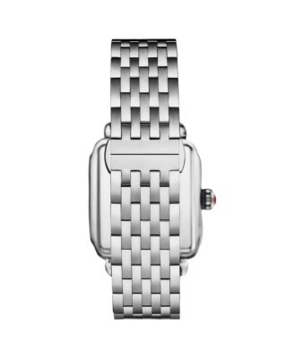 Women s 4090 34mm Crystal-Accented Rectangular Stainless Steel Bracelet Watch with Mother-of-Pearl Dial