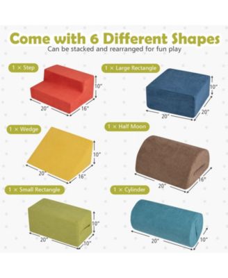 6-Piece Baby Climbing Blocks Set with High-Density Foam & Carry Handles