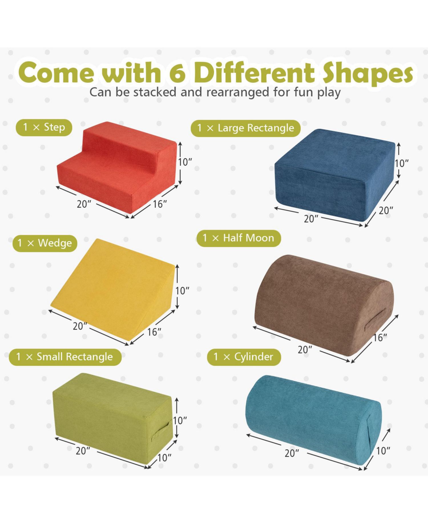 6-Piece Baby Climbing Blocks Set with High-Density Foam & Carry Handles