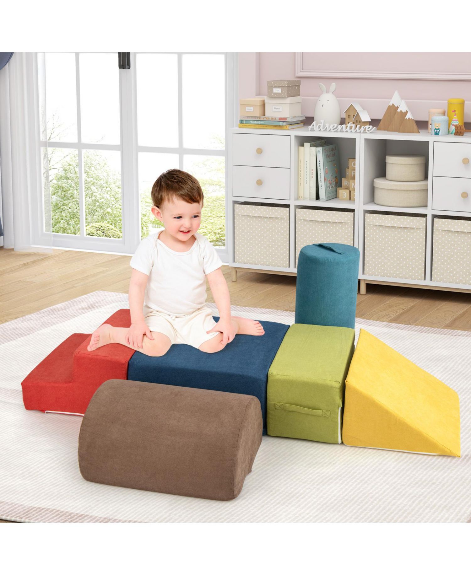 6-Piece Baby Climbing Blocks Set with High-Density Foam & Carry Handles