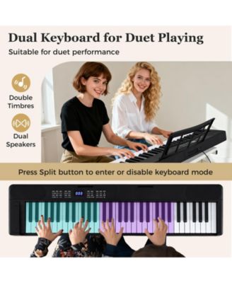 61-Key Foldable Full-Size Electronic Piano Keyboard with MIDI & Split Function, Portable for