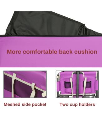 Folding Wagon - Heavy-Duty Wagon Cart with All-terrain Wheels and Bench Seat, 500lbs Capacity for Camping and Beach