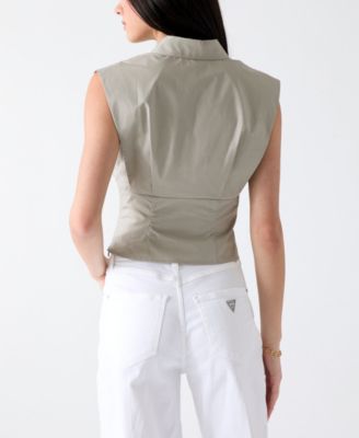 Women's Cherry Collared Sleeveless Top