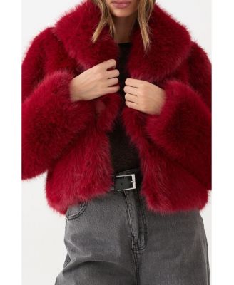 Women's Faux Fur Cropped Collar Coat