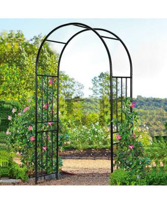 7.2Ft Garden Arch Steel Arbor Wedding Garden Decoration Climbing Plants w/Stakes