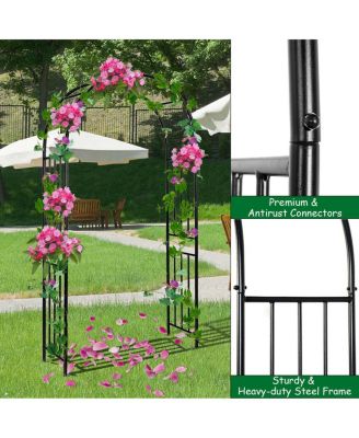 7.2Ft Garden Arch Steel Arbor Wedding Garden Decoration Climbing Plants w/Stakes