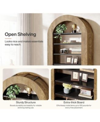 8-Tier Arched Bookshelf, 70.9'' Bookcase with Storage, Modern Bookshelf