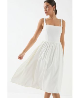 Women's Square Neck A Line Midi Dress