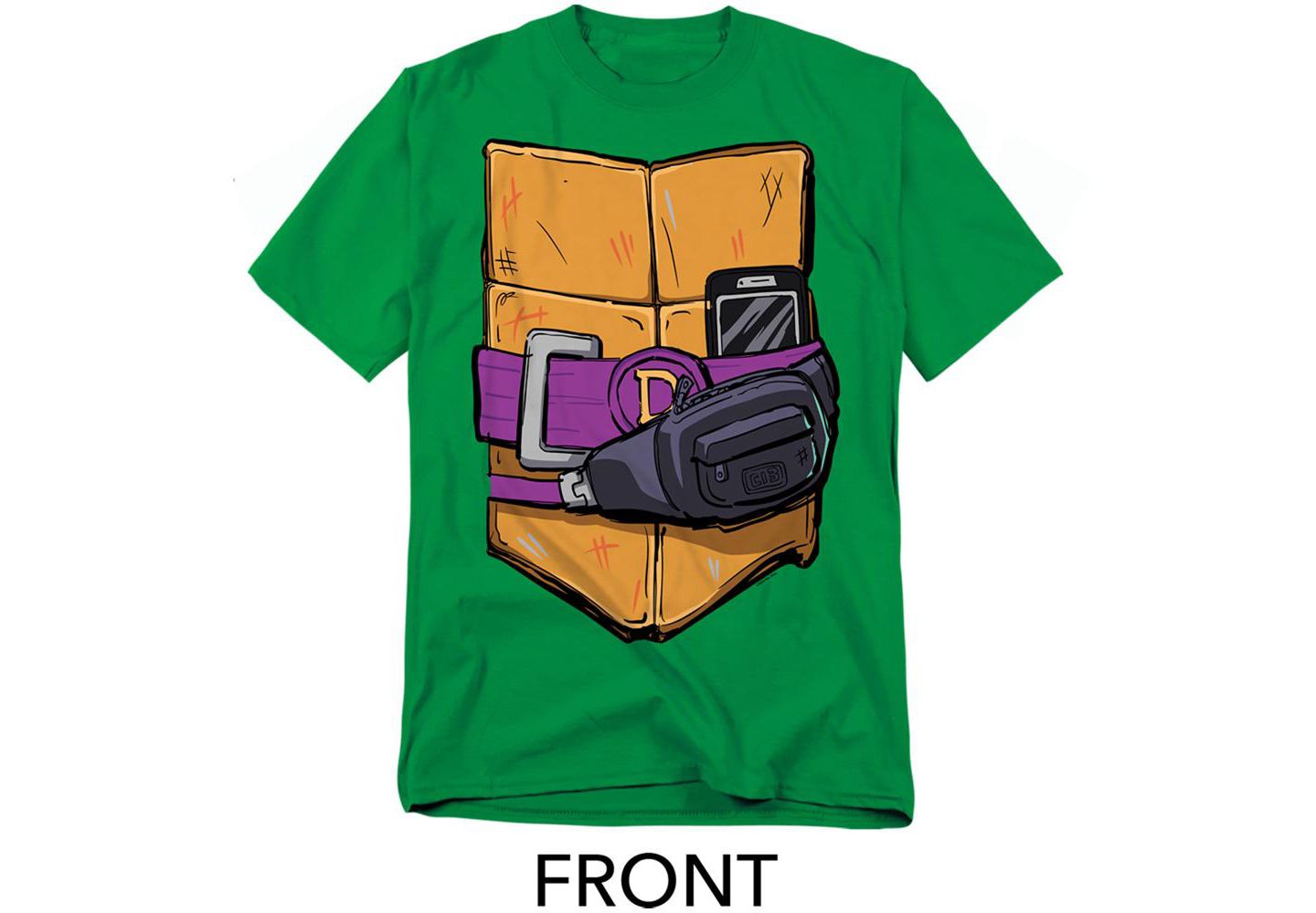 Мужская футболка Teenage Mutant Ninja Turtles Mayhem Donatello Shell Front Back, цвет: Зелёный — фото 2