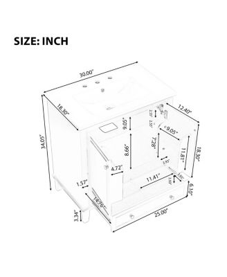 30" Bathroom Vanity with Sink, Multi-Functional Storage Cabinet with Doors and Drawer, Solid Wood & MDF for Small Bathrooms