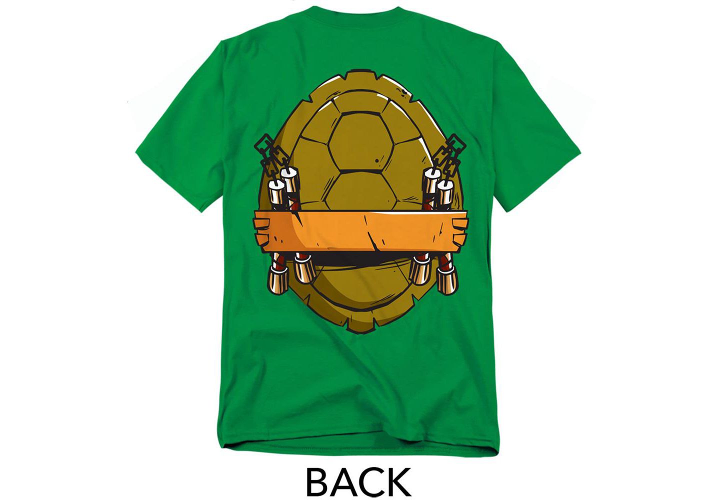 Мужская футболка Teenage Mutant Ninja Turtles Big & Tall 2012 Michelangelo Shell Front Back, цвет: Зелёный — фото 3