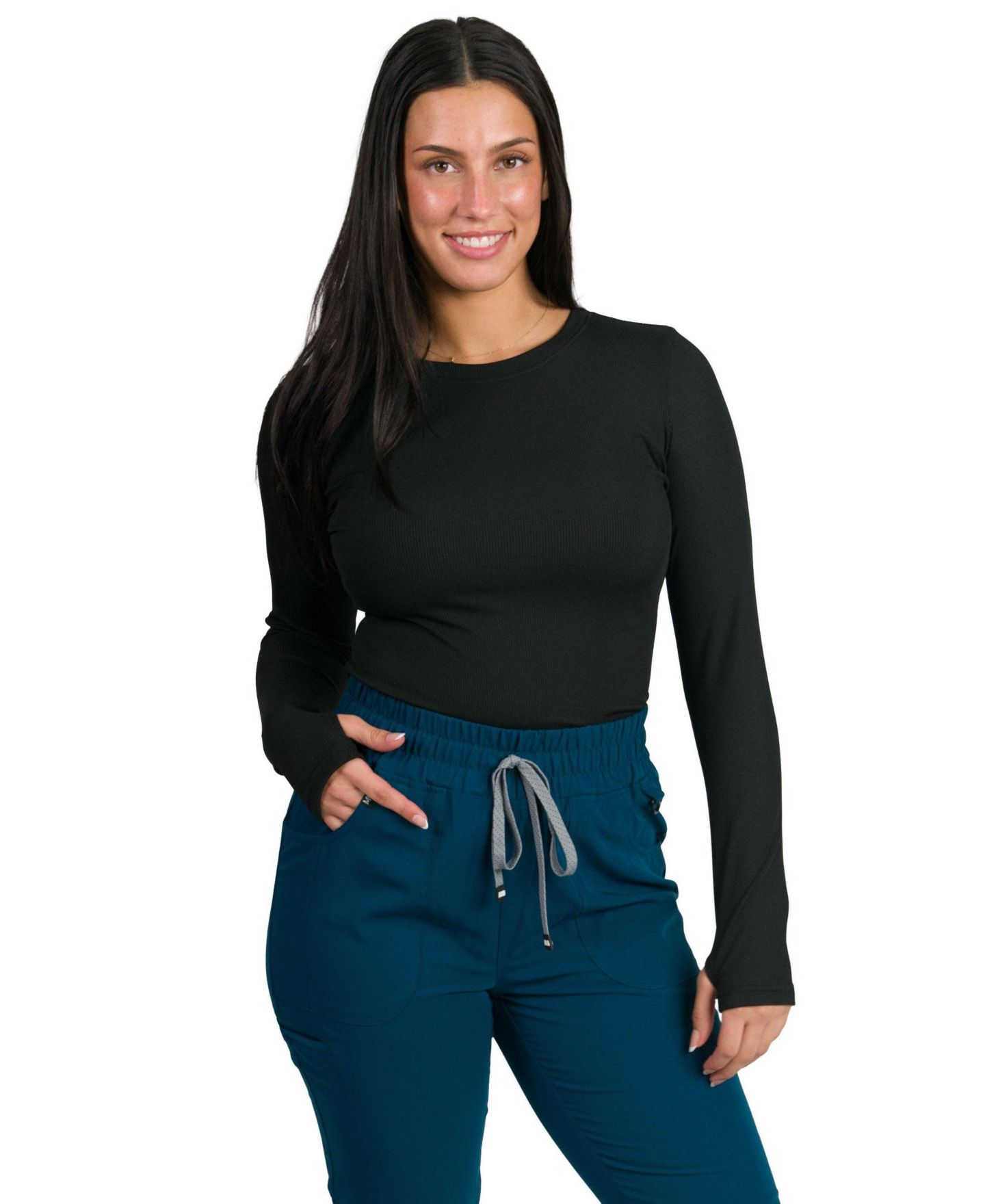 Женские топы Medgear 2-Pack MG-Glide Ribbed Underscrub, цвет: Чёрный — фото 2