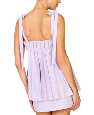 Women's Square Neck Pleated Mini Dress
