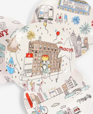 Graphic Stoneware Appetizer Plates, Set of 4