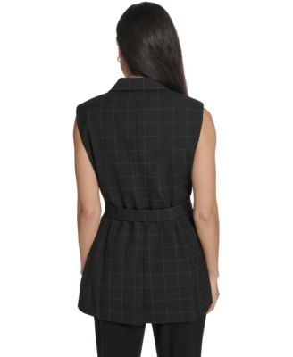 Women's Windowpane Tie-Waist Vest
