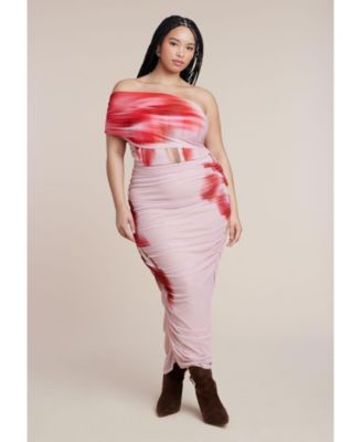 Women's Asym Mesh Shirred Dress