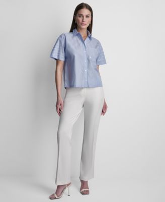 Petite Striped Short-Sleeve Shirt