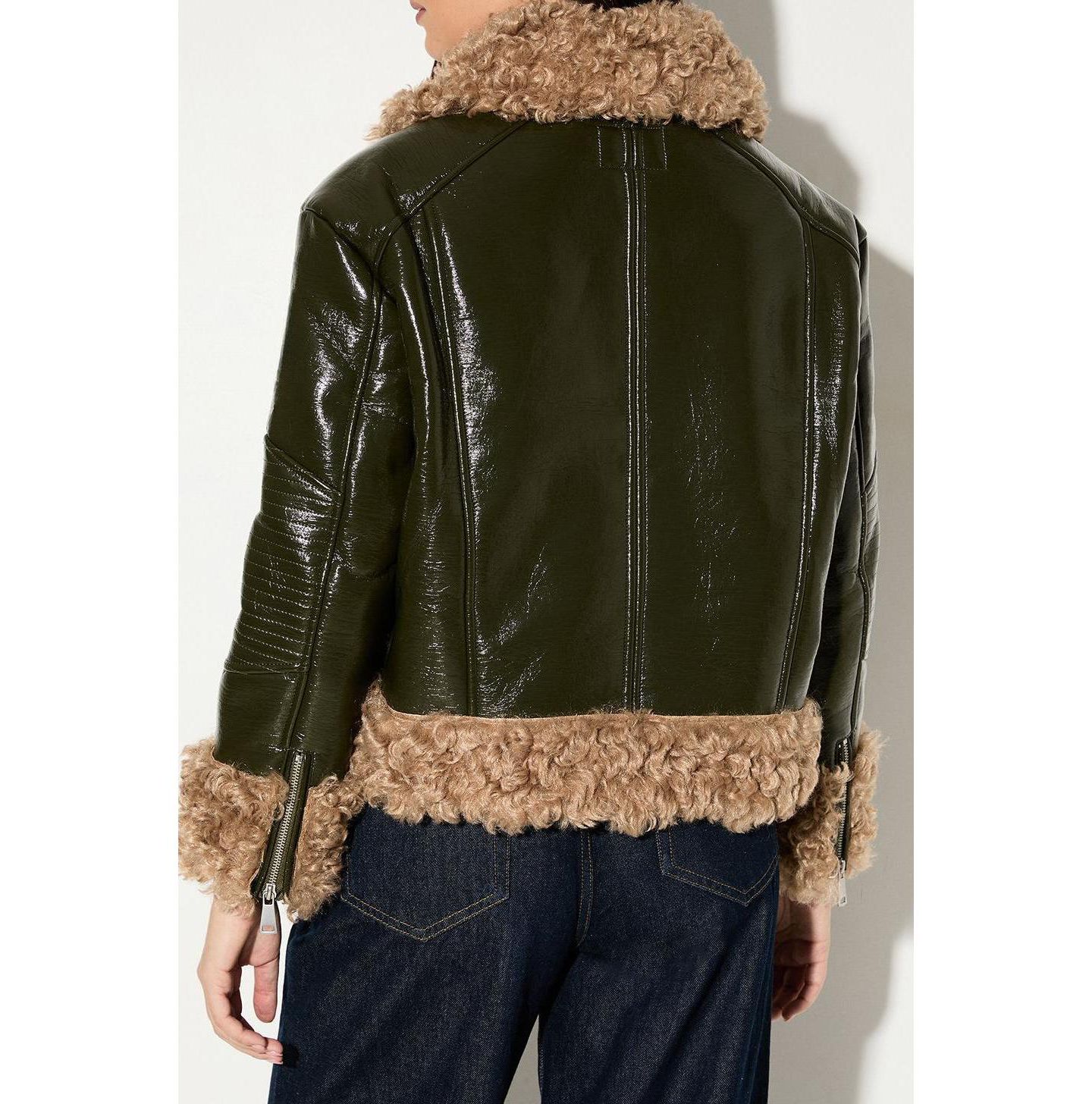 Женская куртка MissPap Premium Faux Fur Collar Aviator, цвет: Оливковый — фото 6