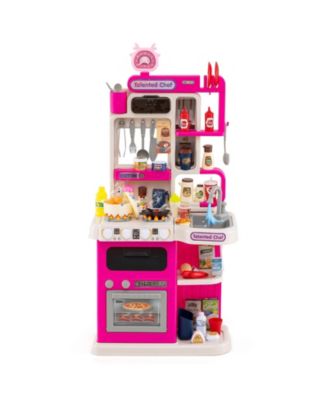 Kids Kitchen Playset Pretend Kitchen with Realistic Lights & Sounds for Interactive Play